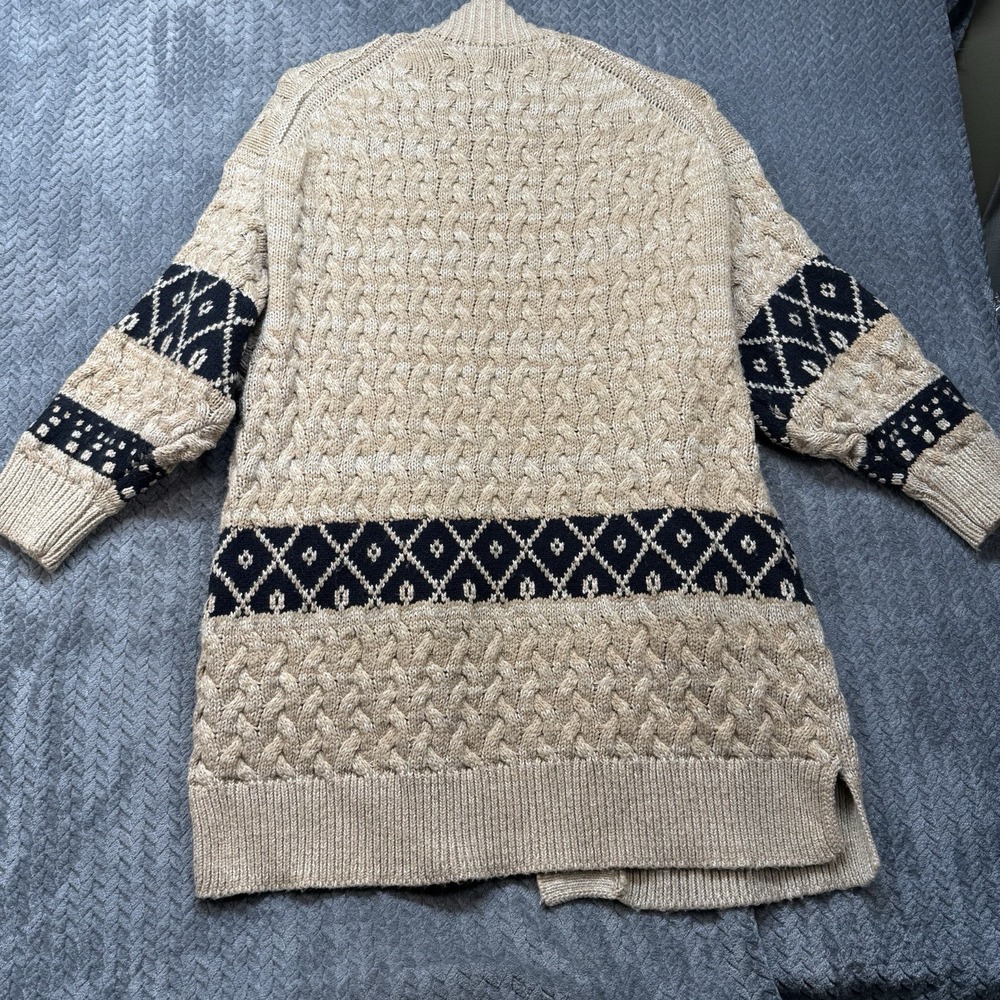 Anthropologie Pilcro Oversized Cable Knit Cardigan Slouchy Argyle Pockets 1X 2X - Picture 5 of 13